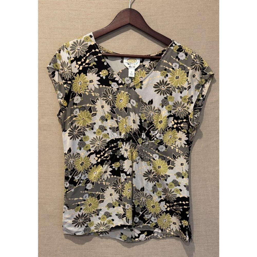 Vintage Y2K Talbots 100% Pure Silk Floral Top Women’s Size 12
